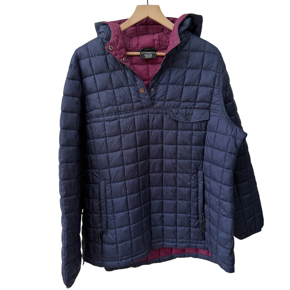 HFX Puffer Pullover XXL Navy Blue Quilted Hooded Side Zip Jacket 1661